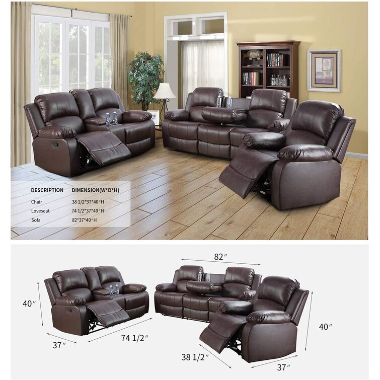 Black recliner couch online set